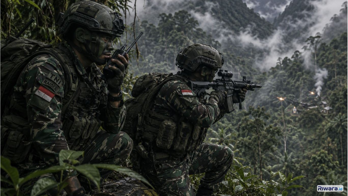 Ilustrasi patroli TNI di Papua dibuat dengan bantuan ChatGPT AI
